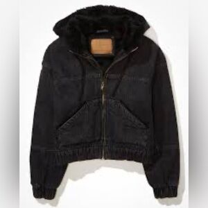 AE Denim Sherpa Bomber Jacket